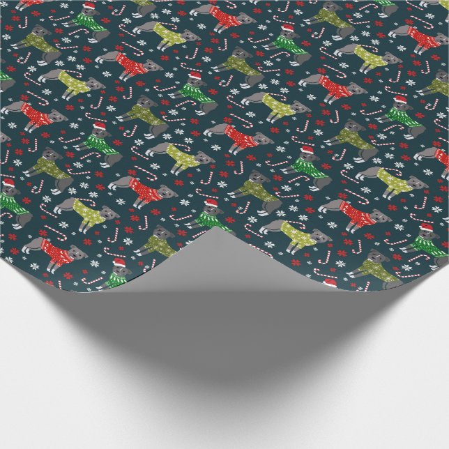 Pitbull Holiday Sweater Christmas Wrapping Paper (Corner)