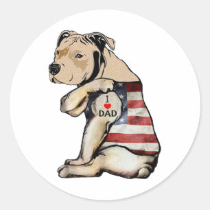 Pitbull I Love Dad Tattoo Fathers Day Classic Round Sticker