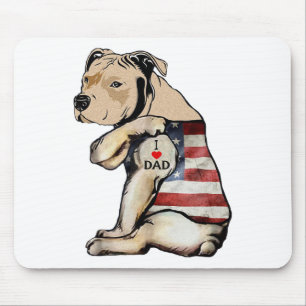 Pitbull I Love Dad Tattoo Fathers Day Mouse Pad