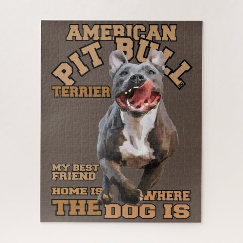 Pitbull _ I love Dogs  Jigsaw Puzzle