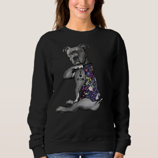Pitbull I Love Mom Funny Pitbull Tattooed Sweatshirt