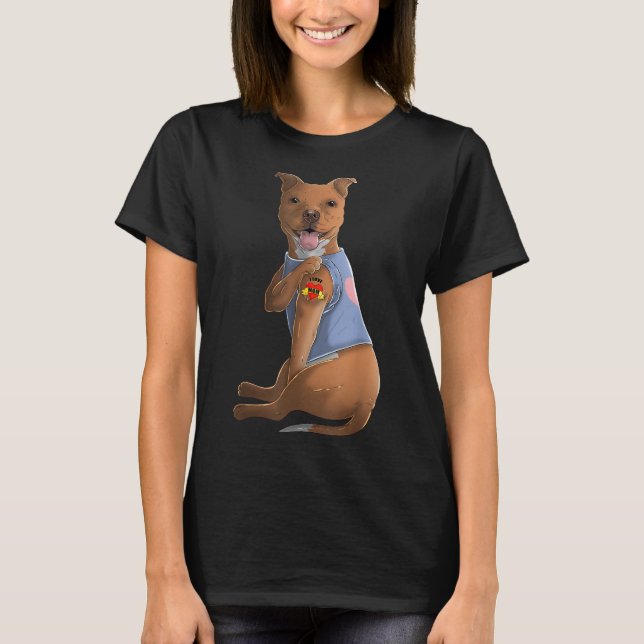Pitbull I Love Mom Tattoo Dog Funny Mother's Day G T-Shirt (Front)