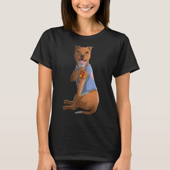 Pitbull I Love Mom Tattoo Dog   Mother's Day T-Shirt (Front)