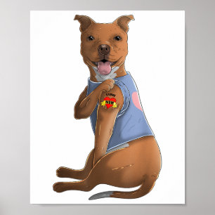 Pitbull I Love Mom Tattoo Dog Shirt Funny Mothers  Poster