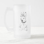 Pitbull Illustration Frosted Glass Beer Mug