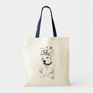 Pitbull Illustration Tote Bag