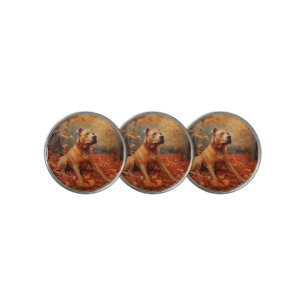 Pitbull in Autumn Leaves Fall Inspire Golf Ball Marker