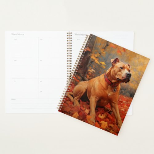 Pitbull in Autumn Leaves Fall Inspire  Planner