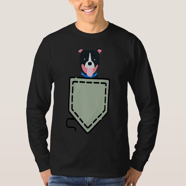 Pitbull In Pocket T-Shirt (Front)