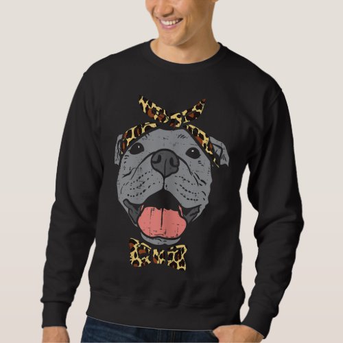 Pitbull Leopard Print Bandana Pitties Dog Lover Ow Sweatshirt