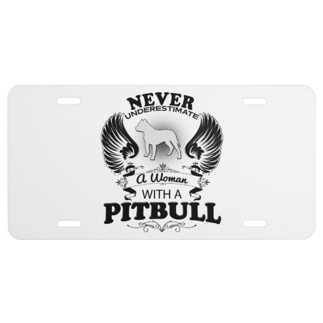 Pitbull License Plate Gifts for Women Mom Men  Dad (Front)