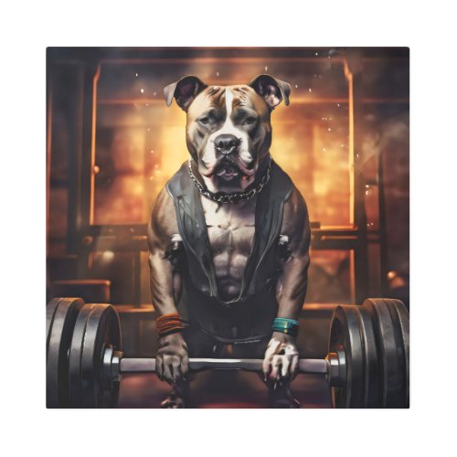 Pitbull Lifting Weights Vintage  Metal Print