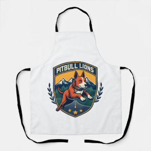 Pitbull Lions Vintage Mascot Sports Badge Vector D Apron