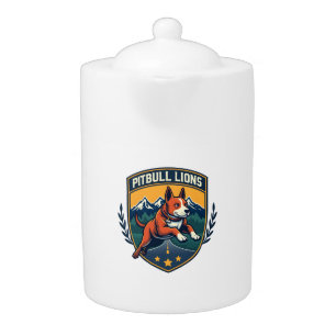 Pitbull Lions Vintage Mascot Sports Badge Vector D Teapot