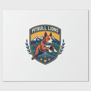 Pitbull Lions Vintage Mascot Sports Badge Vector D Wrapping Paper