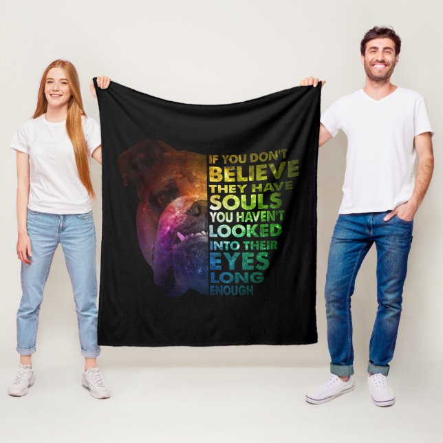 Pitbull looked Into Their Eyes Long Enough Dogs Fleece Blanket (In Situ)