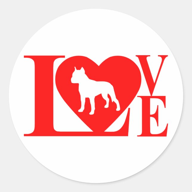 PITBULL LOVE CLASSIC ROUND STICKER (Front)