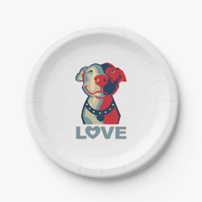 Pitbull - LOVE Paper Plates (Front)