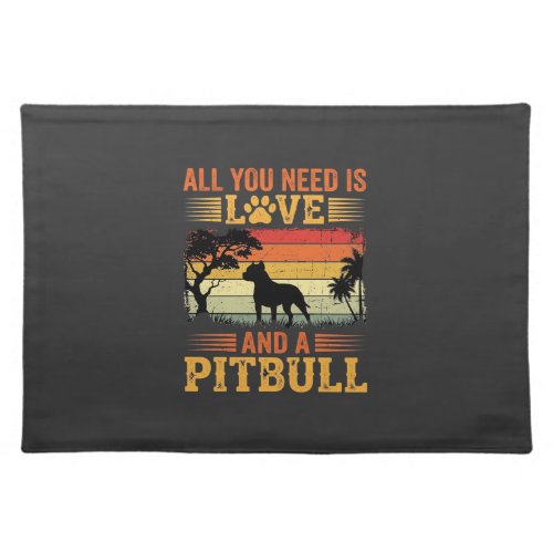 Pitbull Love Retro Sunset Dog Cloth Placemat