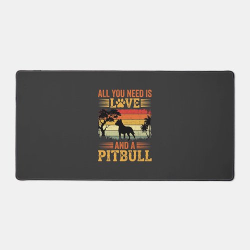 Pitbull Love Retro Sunset Dog Desk Mat