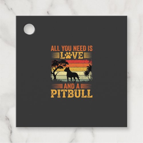 Pitbull Love Retro Sunset Dog Favor Tags