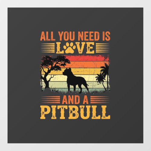Pitbull Love Retro Sunset Dog Floor Decals
