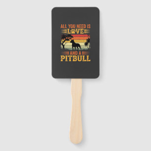 Pitbull Love Retro Sunset Dog Hand Fan