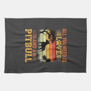 Pitbull Love Retro Sunset Dog Kitchen Towel