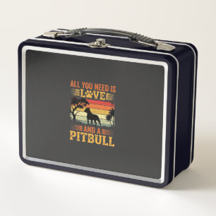 Pitbull Love Retro Sunset Dog Metal Lunch Box