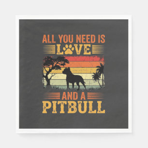 Pitbull Love Retro Sunset Dog Napkins