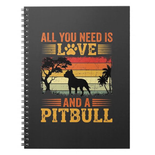 Pitbull Love Retro Sunset Dog Notebook