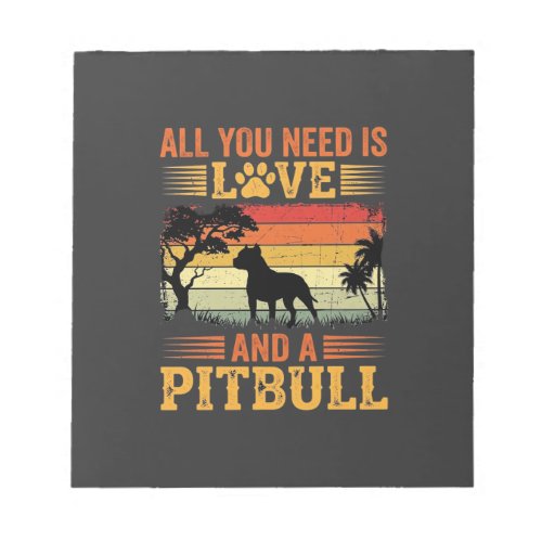 Pitbull Love Retro Sunset Dog Notepad