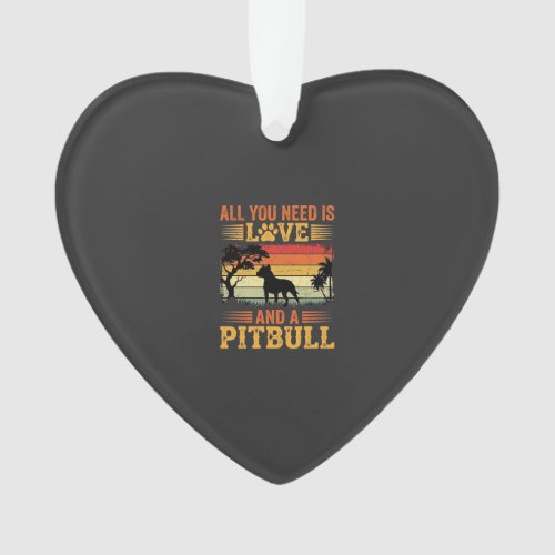 Pitbull Love Retro Sunset Dog Ornament