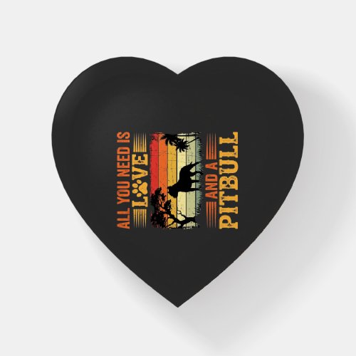 Pitbull Love Retro Sunset Dog Paperweight