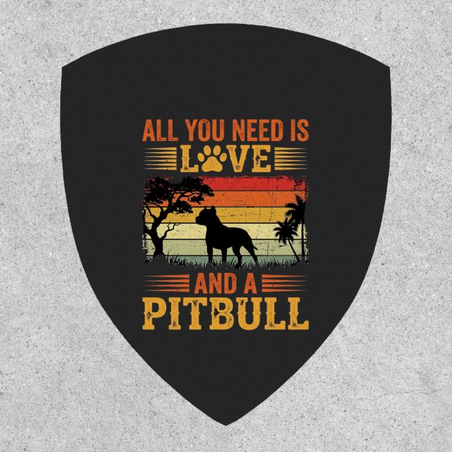 Pitbull Love Retro Sunset Dog Patch (Front)