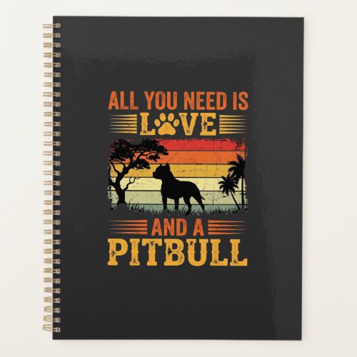 Pitbull Love Retro Sunset Dog Planner