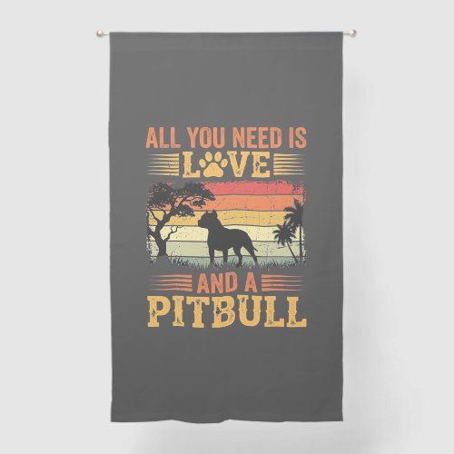 Pitbull Love Retro Sunset Dog Sheer Curtains