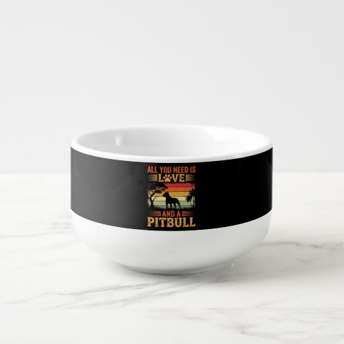 Pitbull Love Retro Sunset Dog Soup Mug