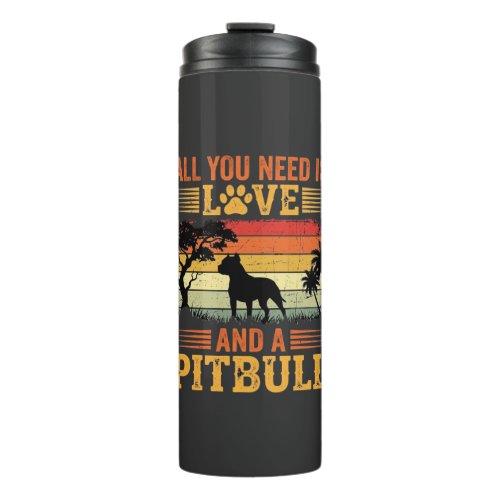 Pitbull Love Retro Sunset Dog Thermal Tumbler