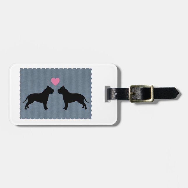 Pitbull Love Silhouette Luggage Tag (Front Horizontal)