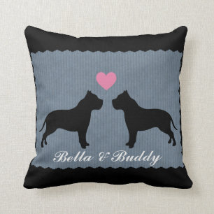 Pitbull Love Silhouette Throw Pillow