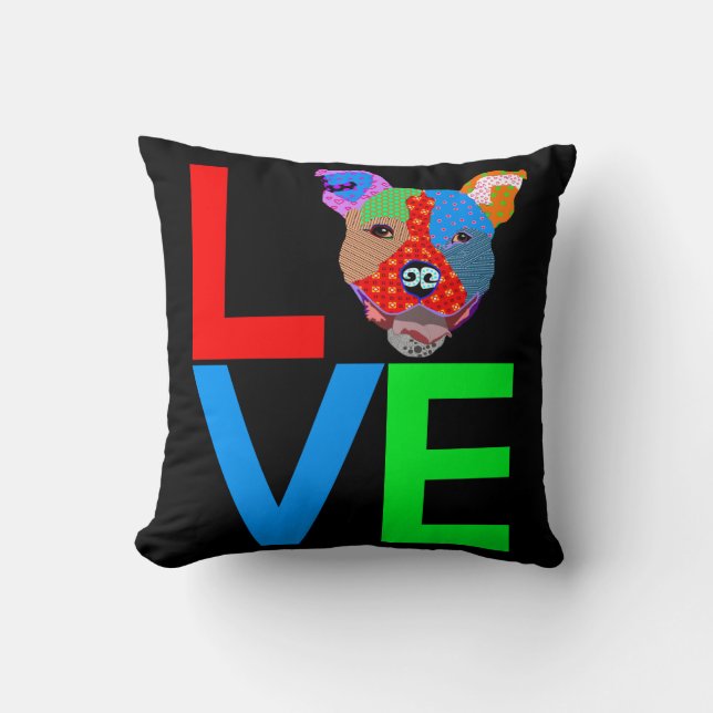 Pitbull Love Throw Pillow (Front)