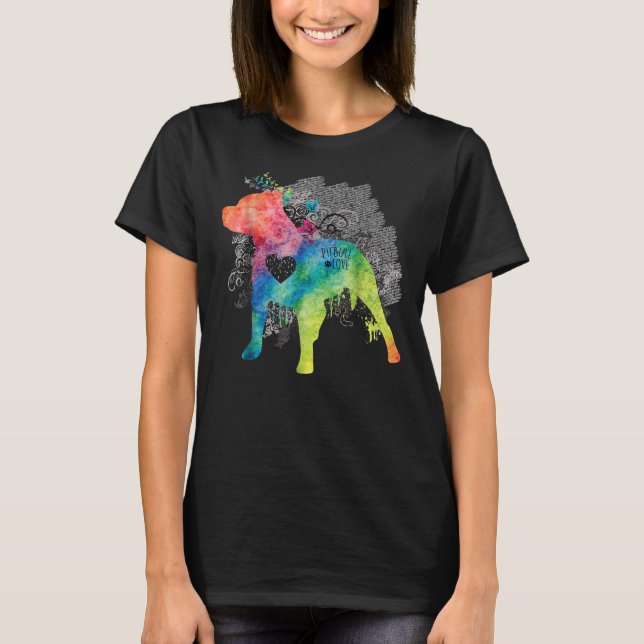 Pitbull Love Watercolor Zen  Pit Bull T-Shirt (Front)