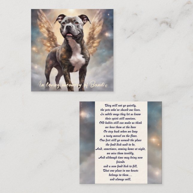Pitbull Memorial Poem Brindle Wings Add Name Gift Note Card (Front/Back)