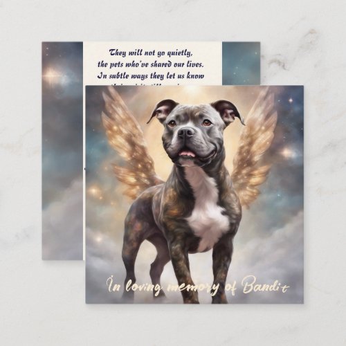 Pitbull Memorial Poem Brindle Wings Add Name Gift Note Card