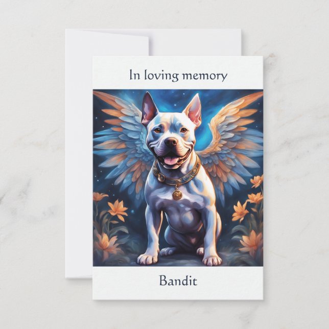 Pitbull Memorial Poem Custom Name Sympathy Thank You Card (Front)