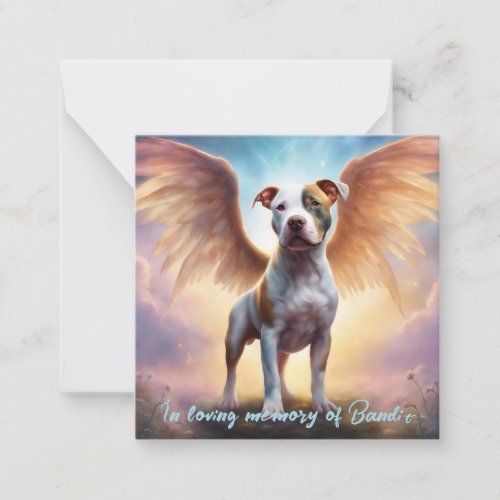 Pitbull Memorial Poem Tri_color Wings Add Name Note Card