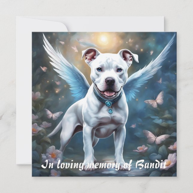 Pitbull Memorial Poem White Wings Add Name Gift Note Card (Front)