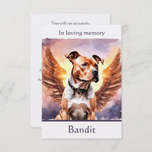 Pitbull Memorial Poem Wings Add Name Watercolor Thank You Card