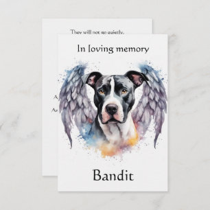 Pitbull Memorial Poem Wings Add Name Watercolor Thank You Card